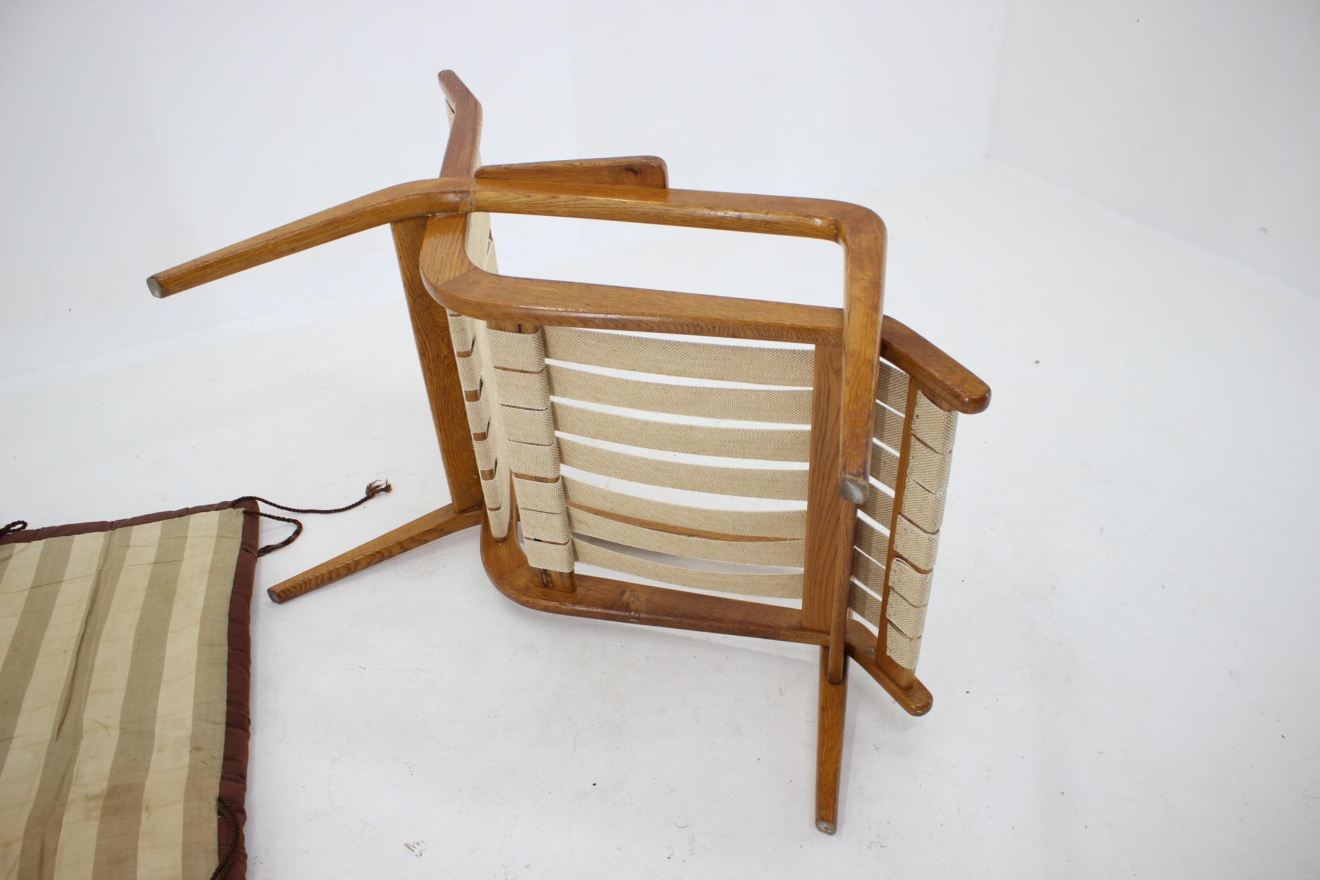 1960s Jan Vanek, Very Rare Relaxing Oak Armchair, Czechoslovakia For Sale 2