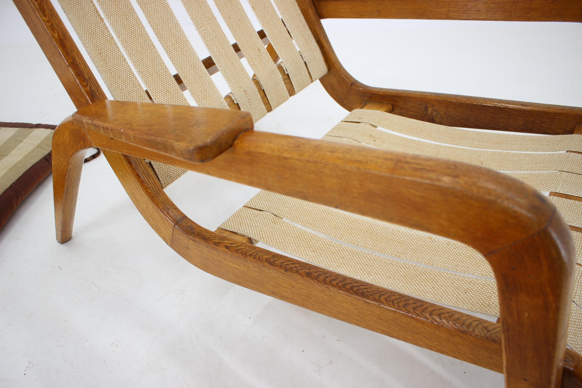 1960s Jan Vanek, Rarísimo sillón relax de roble, Checoslovaquia en venta 2