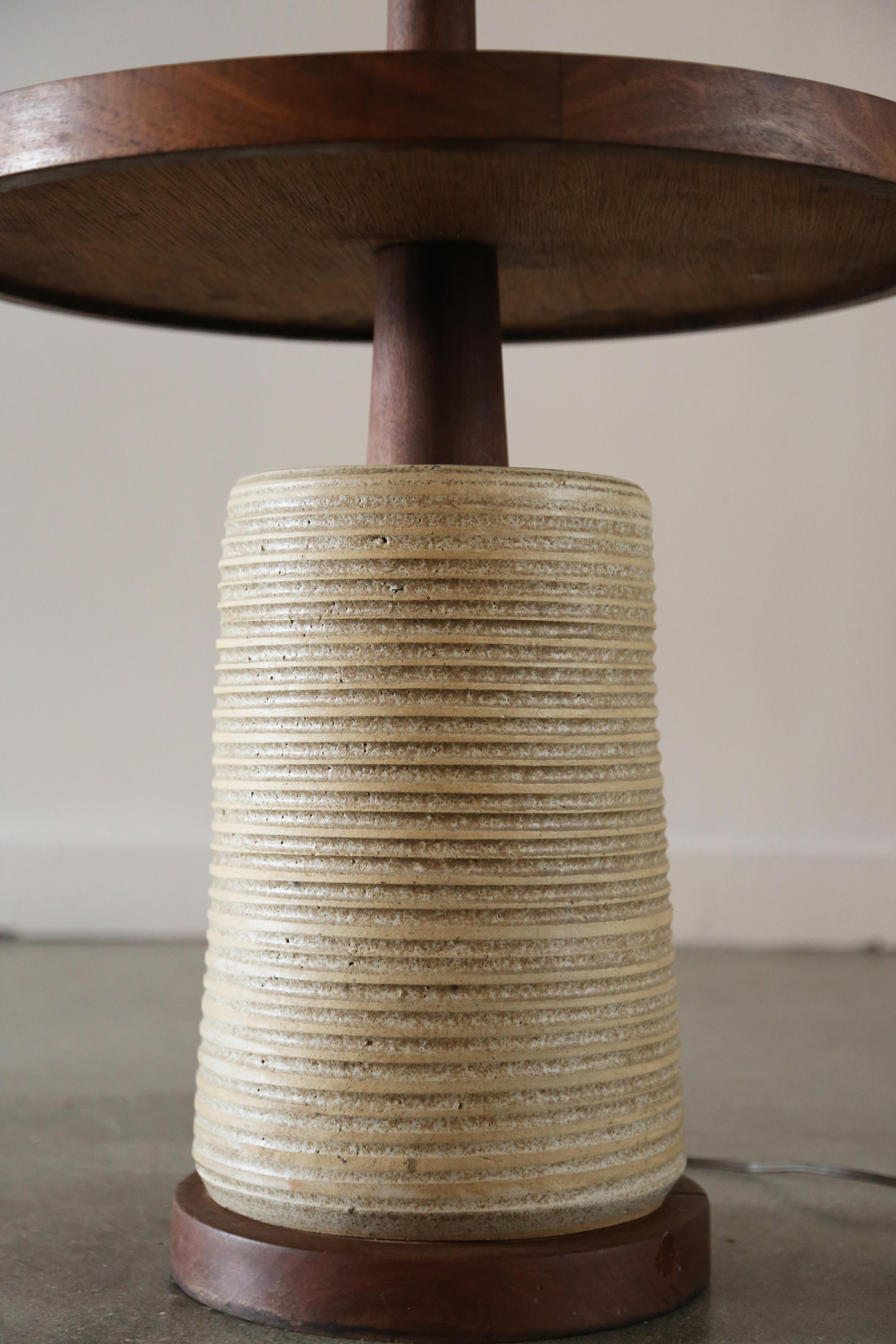 1960s Jane and Gordon Martz Floor Lamp Ceramic Base and Table Rare Modern 1