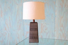 1960s Jane and Gordon Martz no. 242 Ceramic Lamp with Incised Sgraffito Glaze