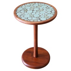 1960s Jane and Gordon Martz Teal Coin Tile Side Table