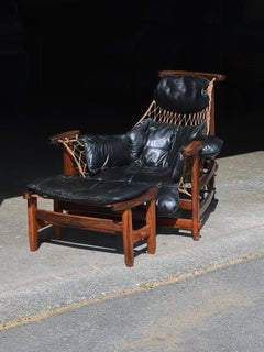 1960s Jangada Lounge Chair and Ottoman by Jean Gillon in rosewood and leather