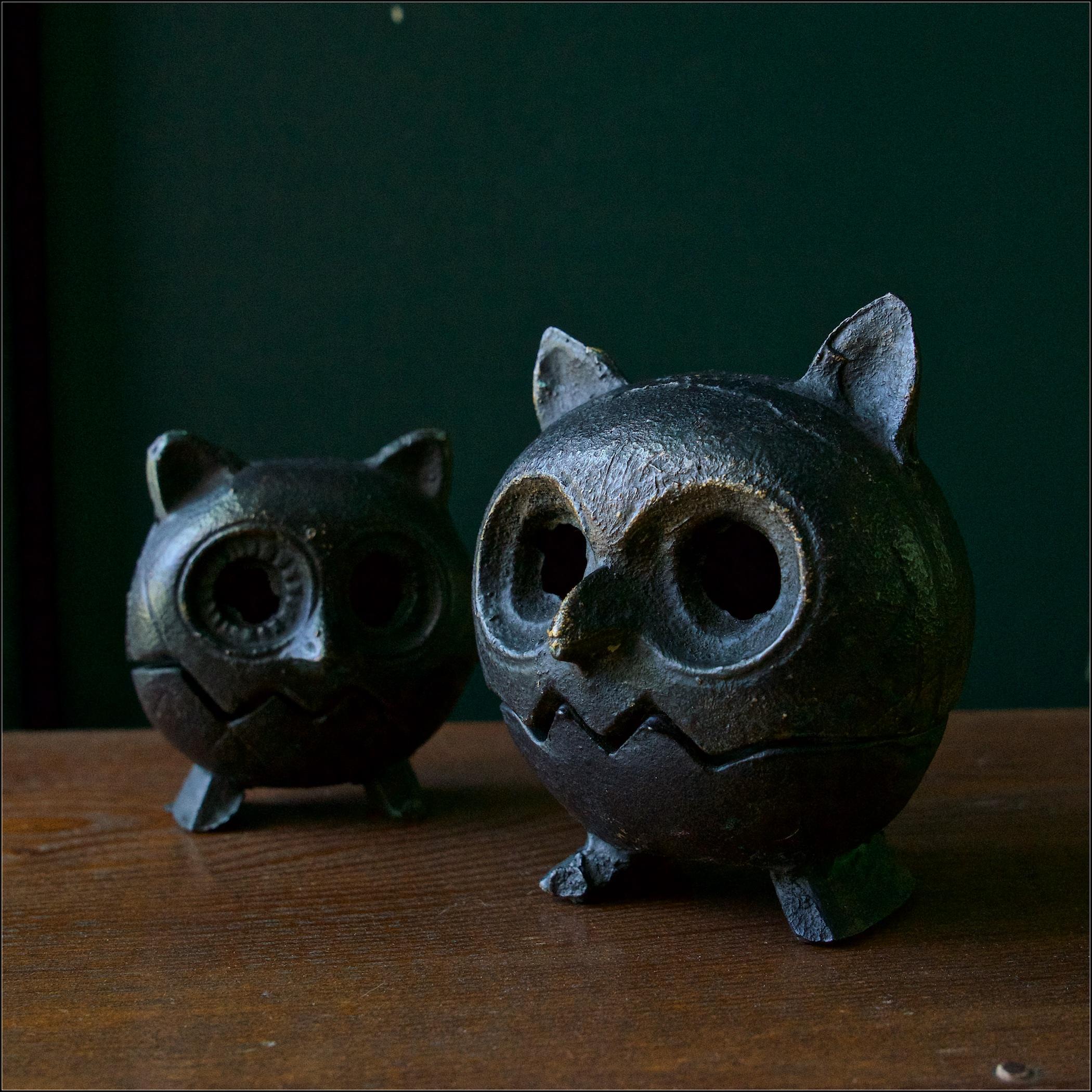 cast iron owl candle holder