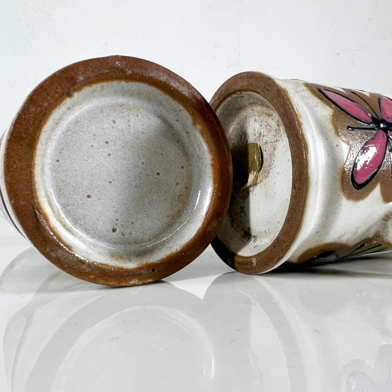 1960s Japan MCM Set of Two Colorful Mugs Hand Painted Stoneware Lava Glaze 6