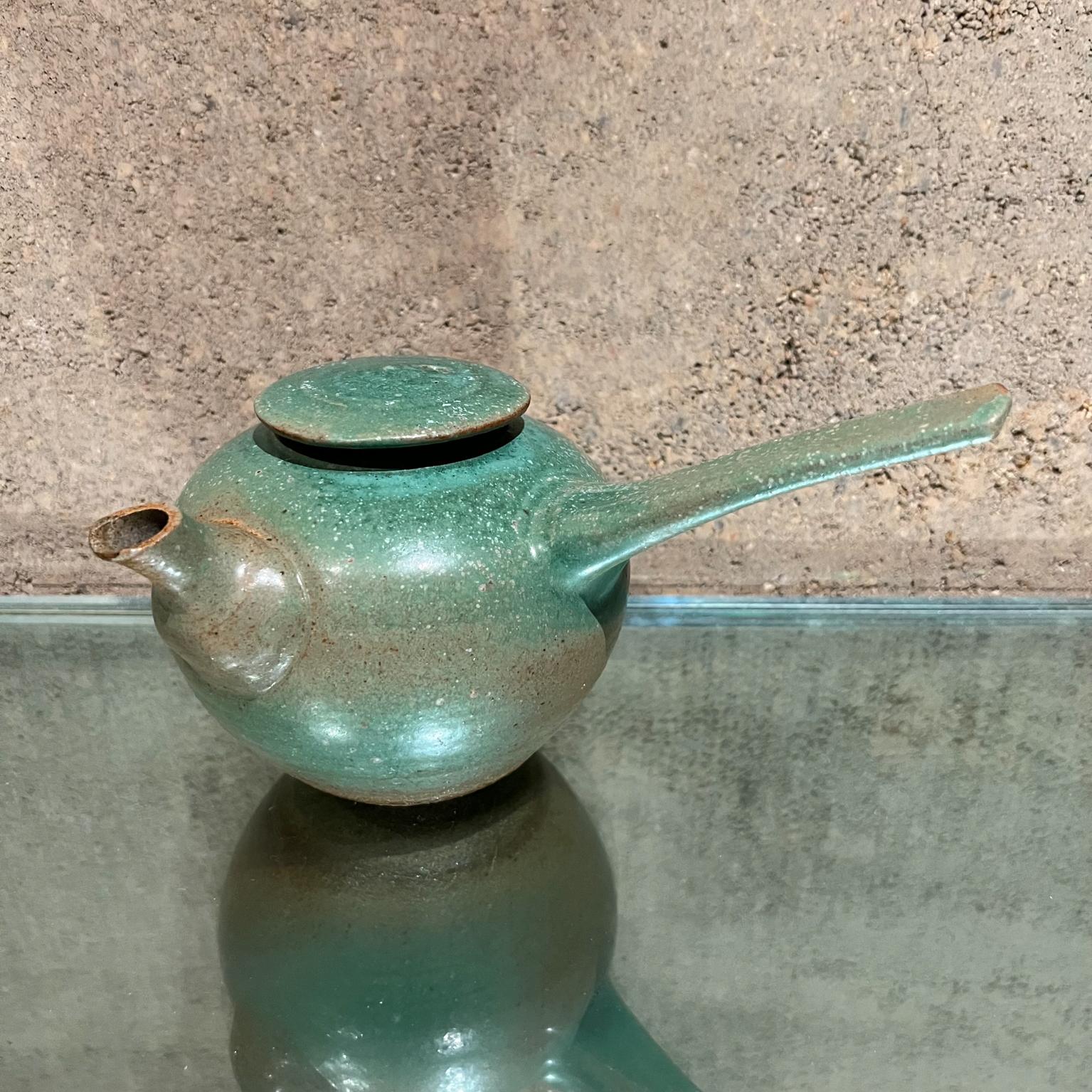  1960s Japanese Art Pottery Vintage Modern Green Tea Pot 4