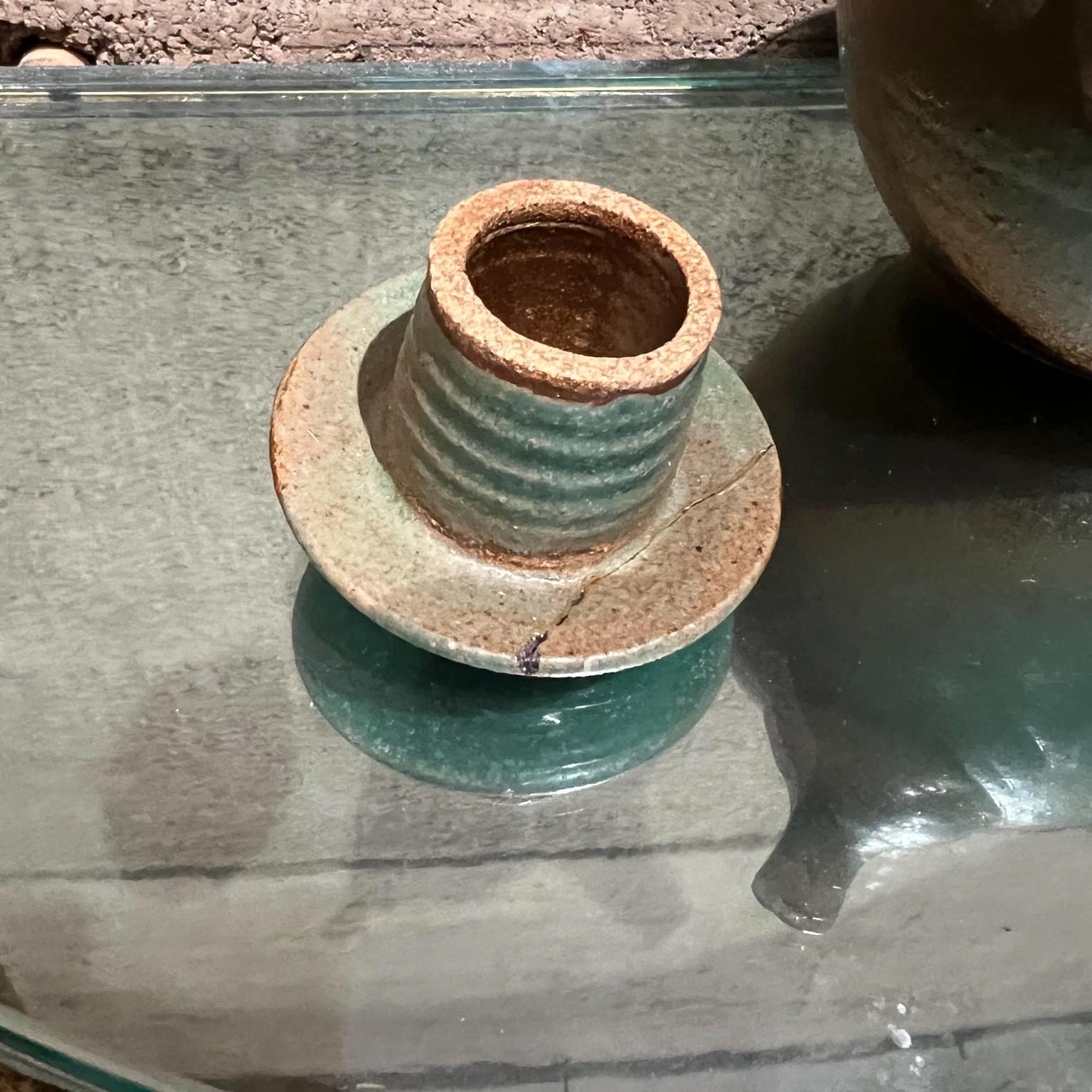  1960s Japanese Art Pottery Vintage Modern Green Tea Pot 6