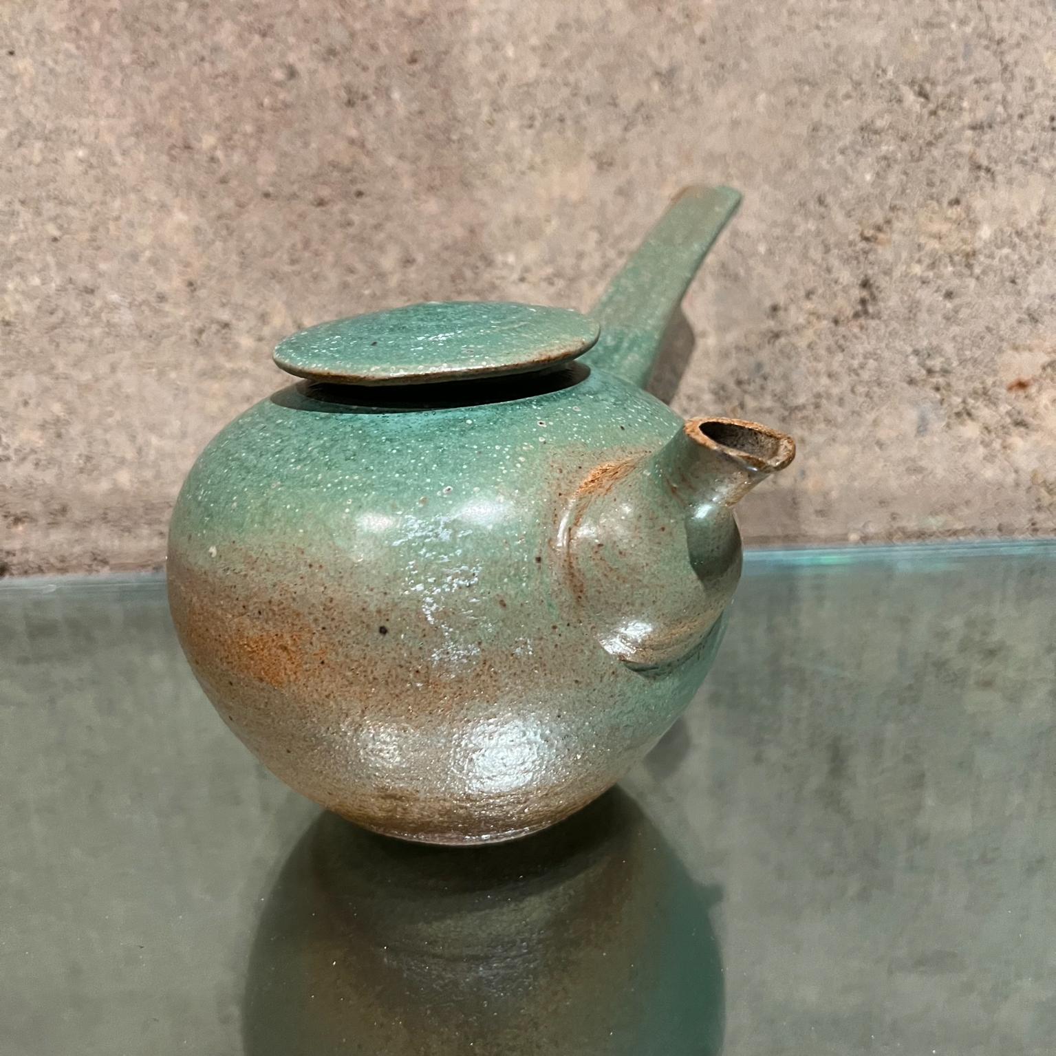 Mid-20th Century  1960s Japanese Art Pottery Vintage Modern Green Tea Pot