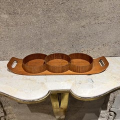 Mid-Century Modern Japanese Bent Plywood Sectioned Teak Service Tray