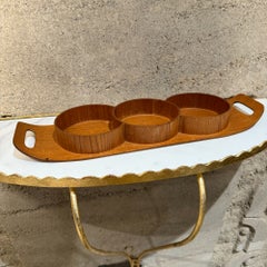 Mid-Century Modern Japanese Bent Plywood Sectioned Teak Service Tray