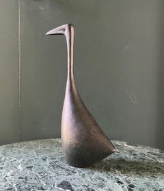 1960s Japanese Bird Stork Metal Table Sculpture Vintage Mid-Century Modernist