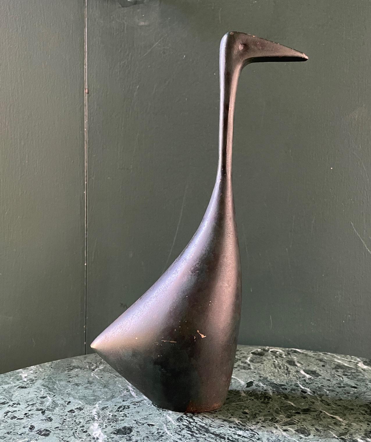 Cast 1960s Japanese Bird Stork Metal Table Sculpture Vintage Mid-Century Modernist For Sale
