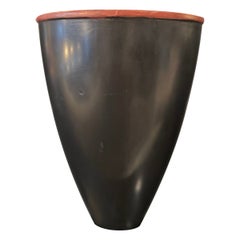 Vintage 1960s Japanese Black Metal Vase