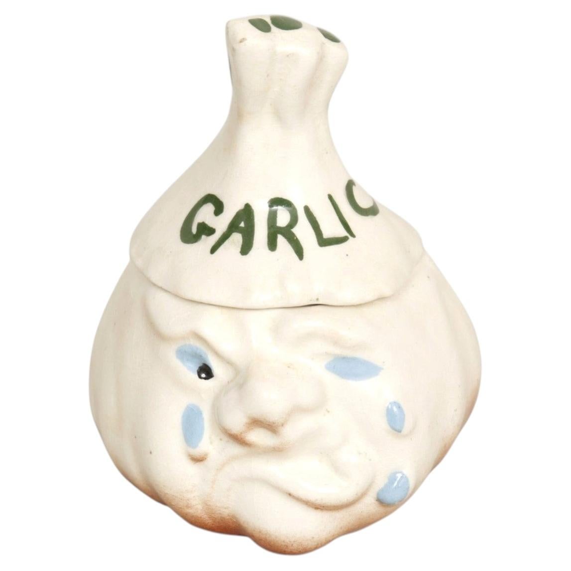 1960’s Japanese Ceramic Garlic Keeper Lidded Jar For Sale