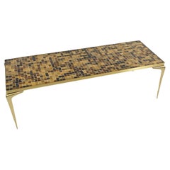 1960s Japanese Coffee Table in Brass with Square Glass Tiles