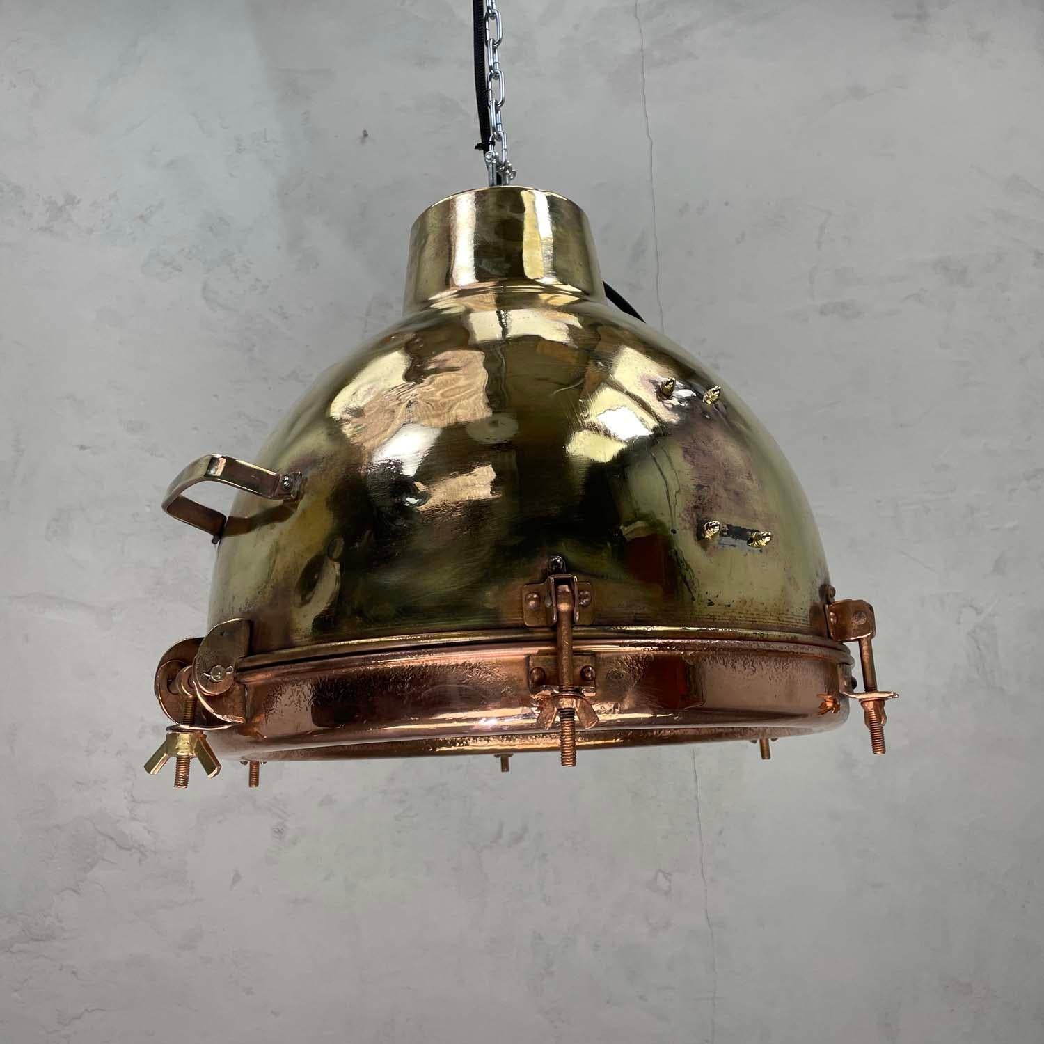 large brass dome pendant light