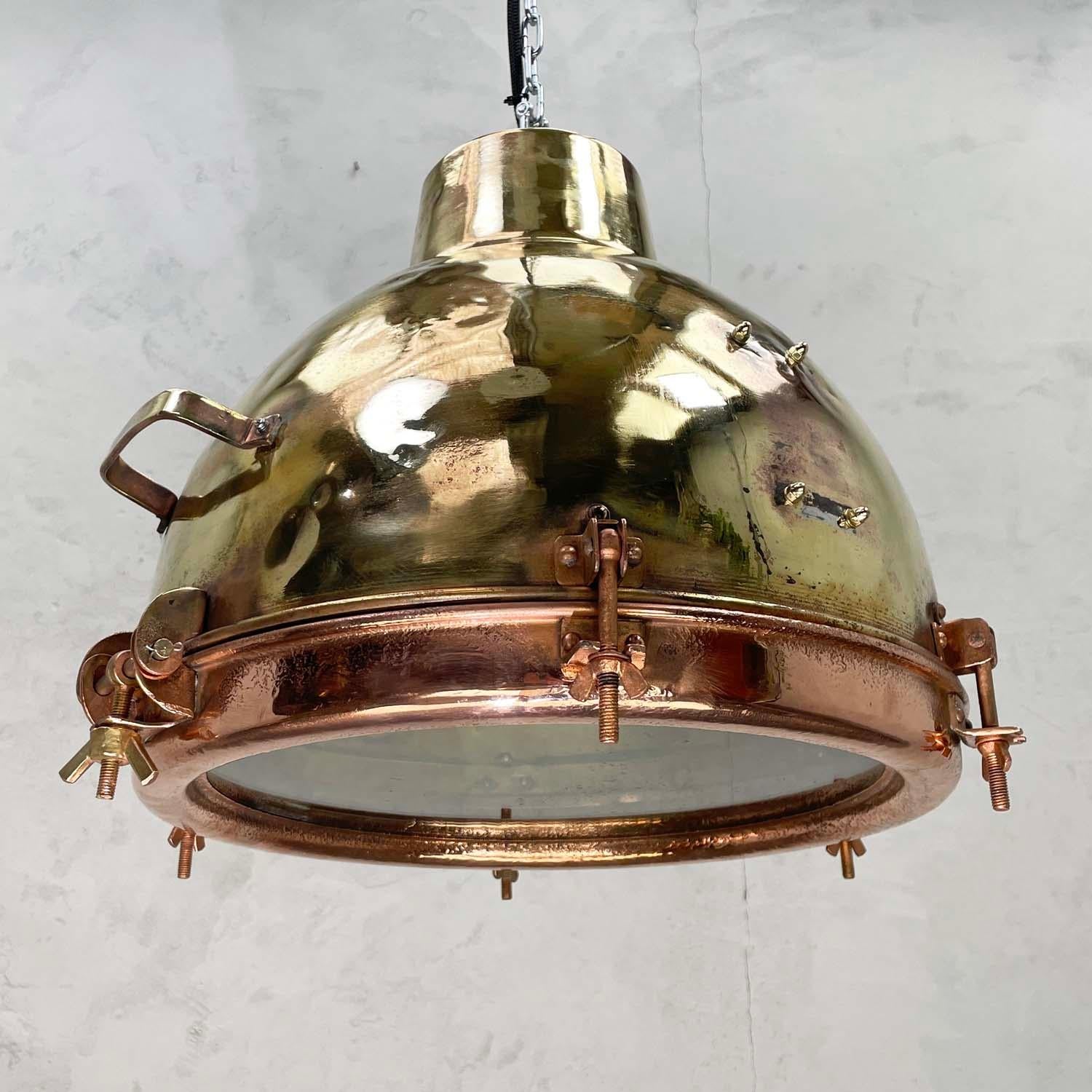 large brass dome pendant light