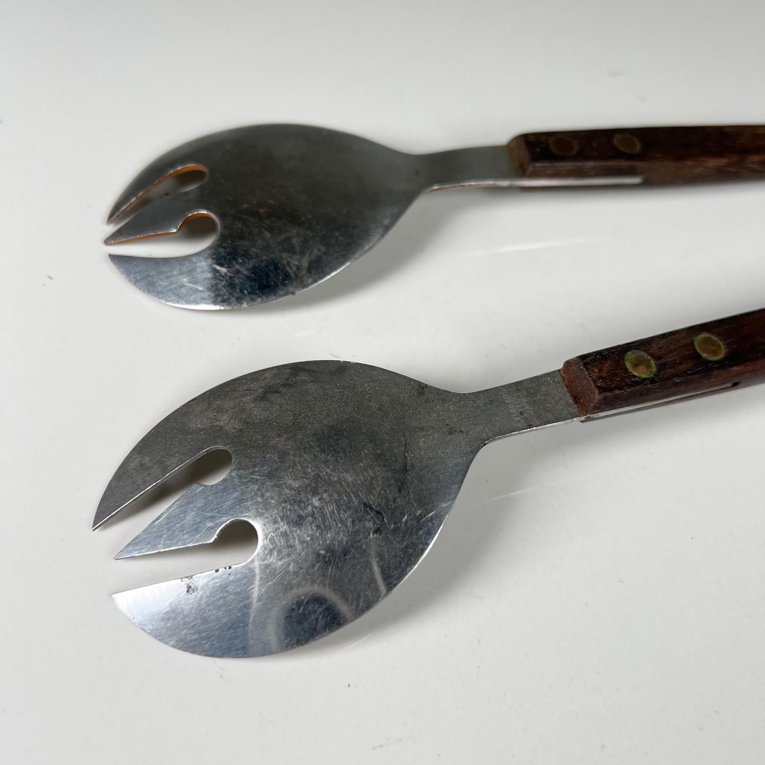 Mid-20th Century 1960s Japanese Mid-Century Modern Stainless Salad Serving Set Utensils