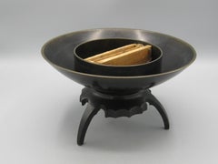 1960's Japanese Modernist Ikebana Bronze Abstract Vase Vessel Mingei