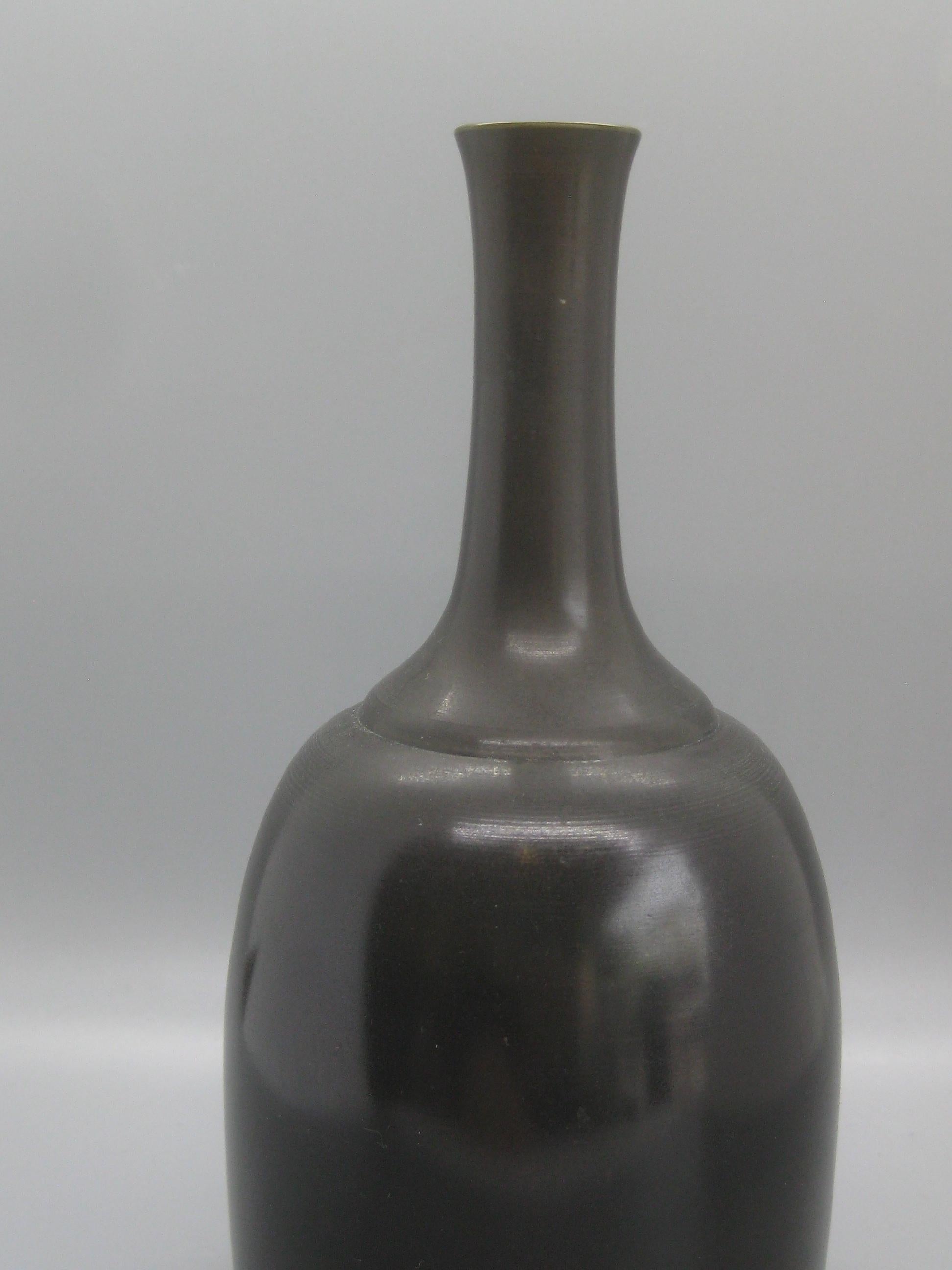 1960s Japanese Modernist Ikebana Bronze Vase Vessel for Neiman Marcus, Japan 3