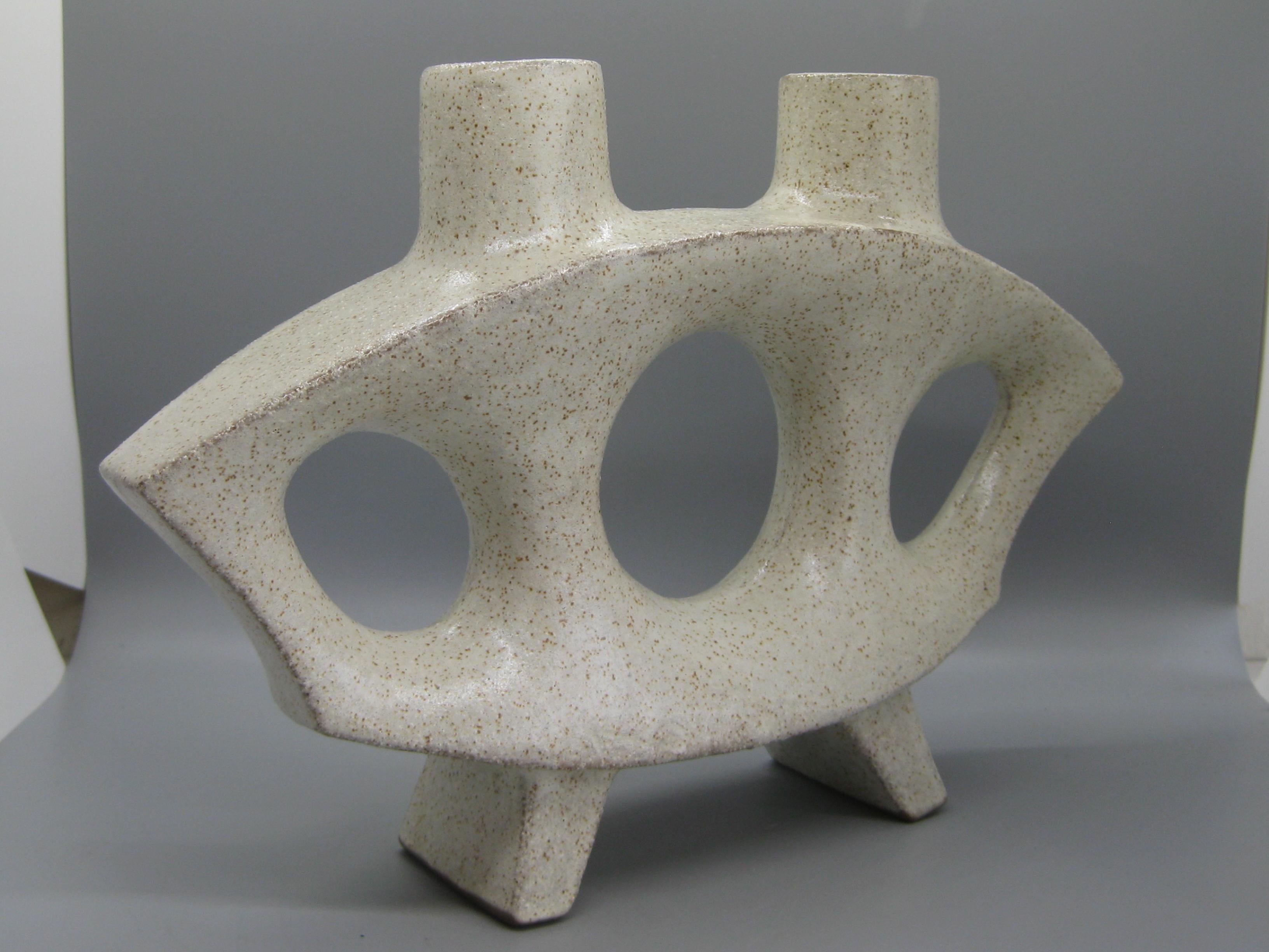 1960s Japanese Modernist Ikebana Ceramic Pottery Freeform Abstract Vase Vessel 6