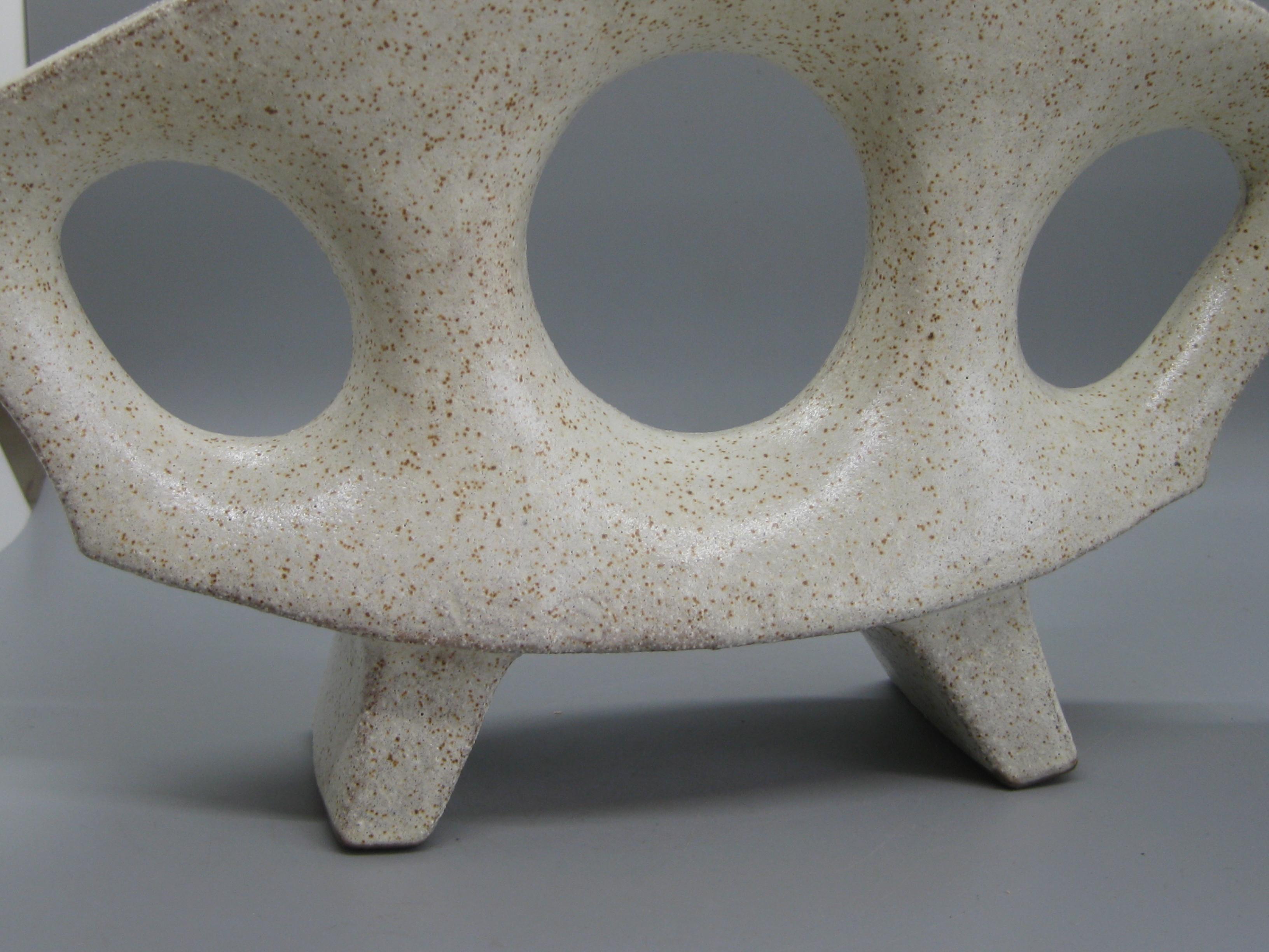1960s Japanese Modernist Ikebana Ceramic Pottery Freeform Abstract Vase Vessel 7