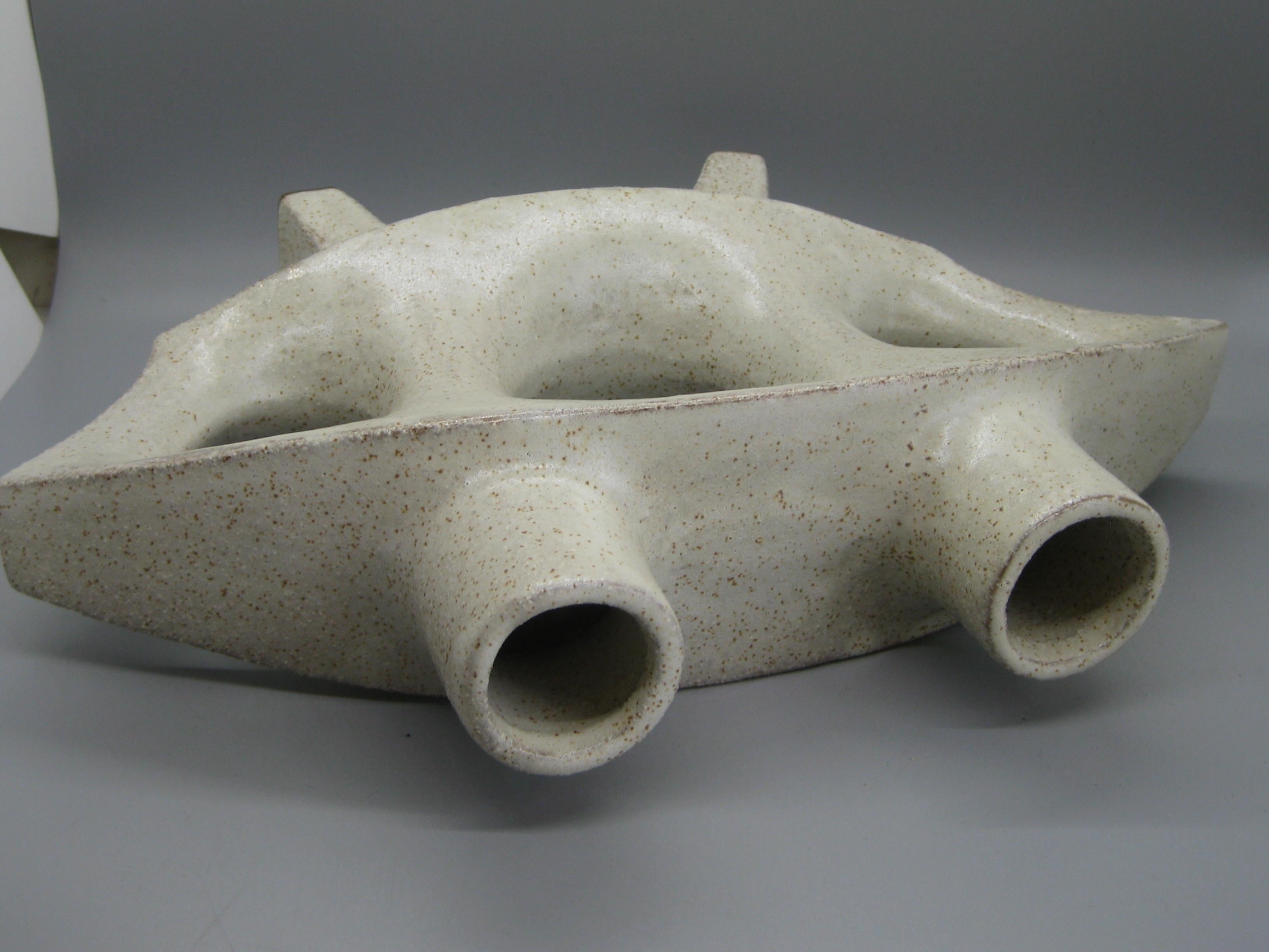 1960s Japanese Modernist Ikebana Ceramic Pottery Freeform Abstract Vase Vessel 8