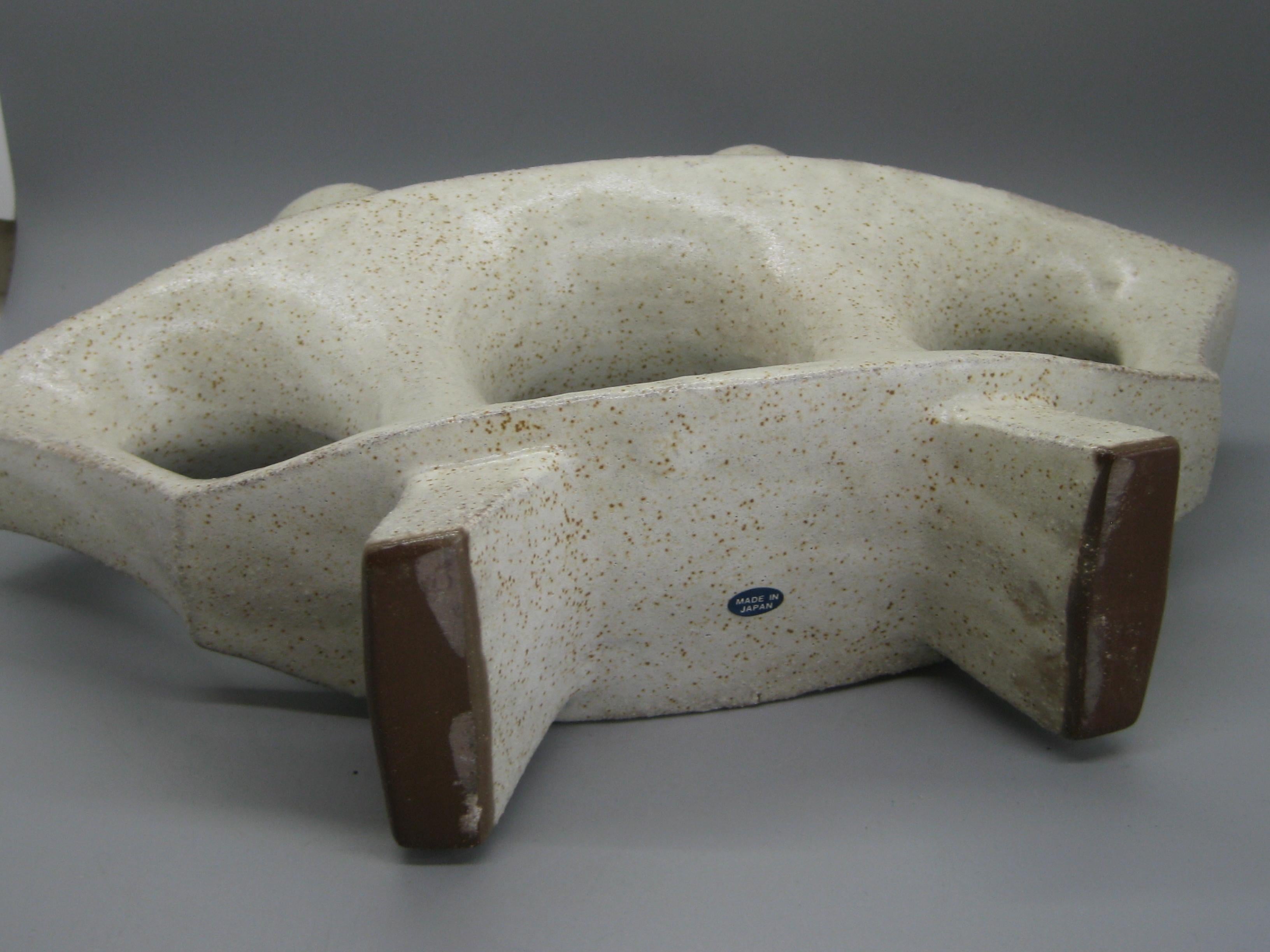 1960s Japanese Modernist Ikebana Ceramic Pottery Freeform Abstract Vase Vessel 9