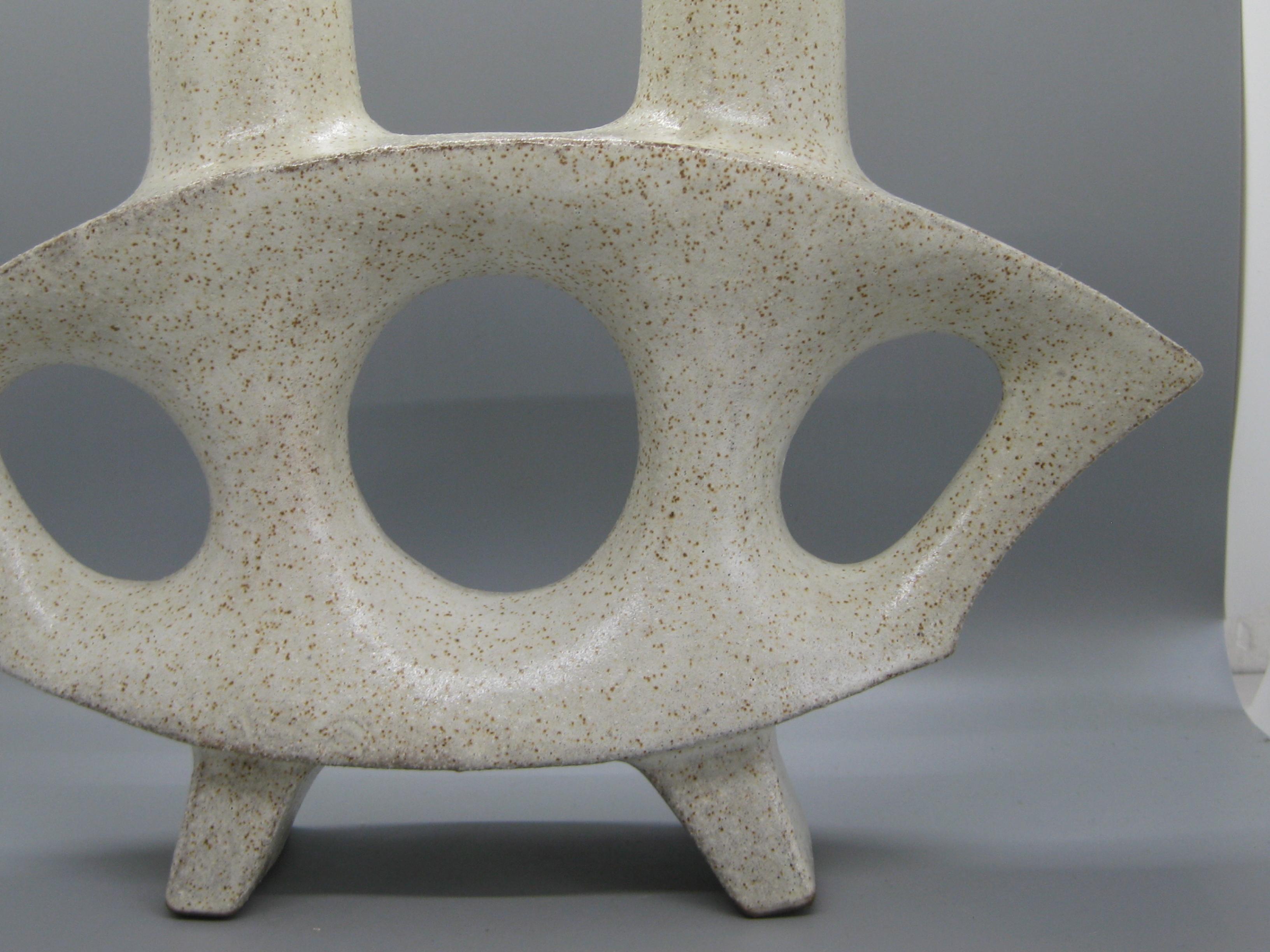 20th Century 1960s Japanese Modernist Ikebana Ceramic Pottery Freeform Abstract Vase Vessel