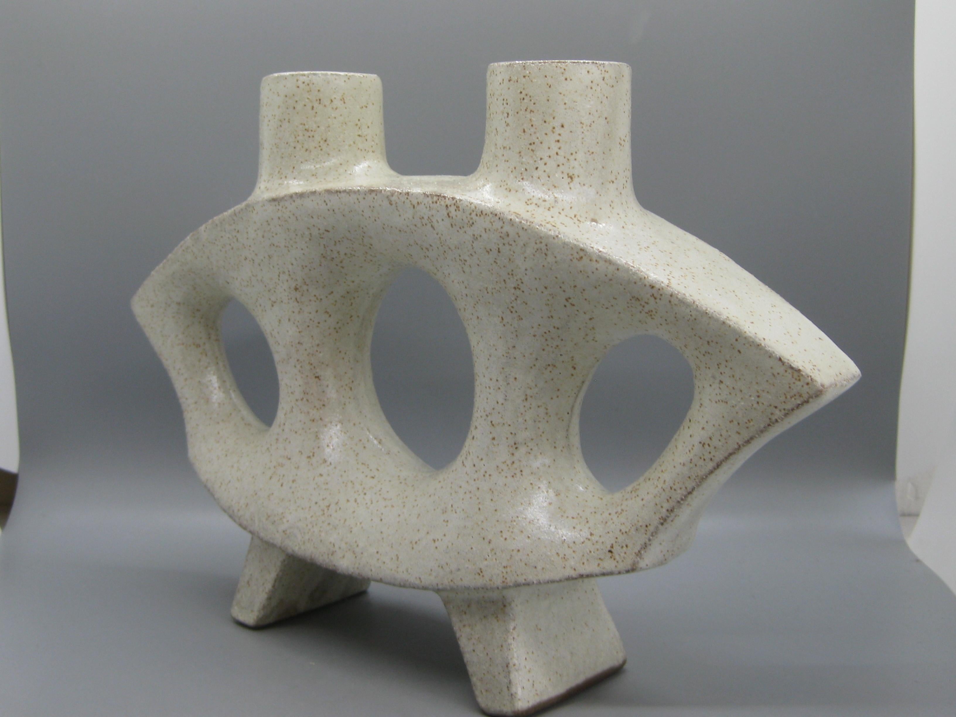 1960s Japanese Modernist Ikebana Ceramic Pottery Freeform Abstract Vase Vessel 1