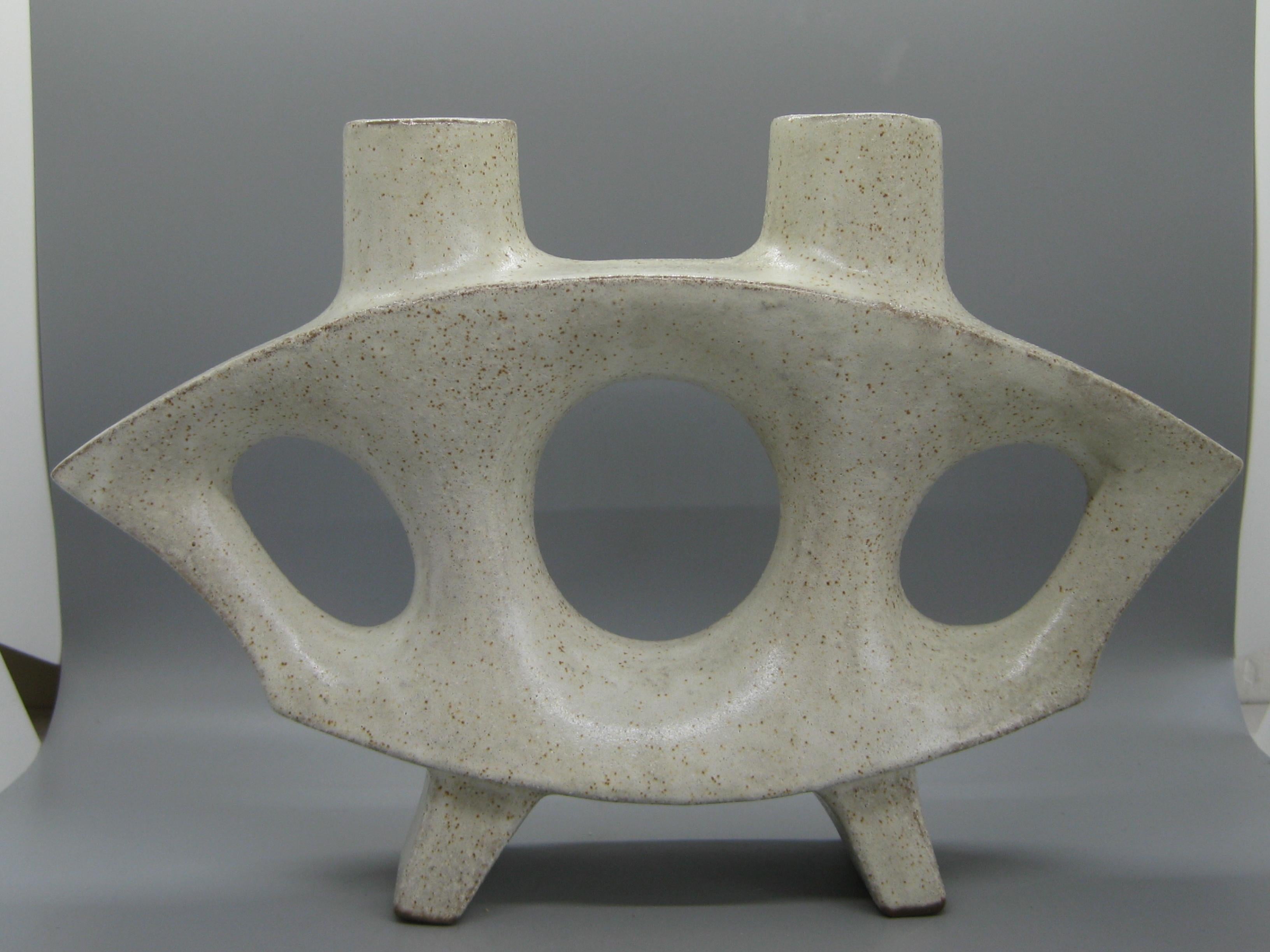 1960s Japanese Modernist Ikebana Ceramic Pottery Freeform Abstract Vase Vessel 2