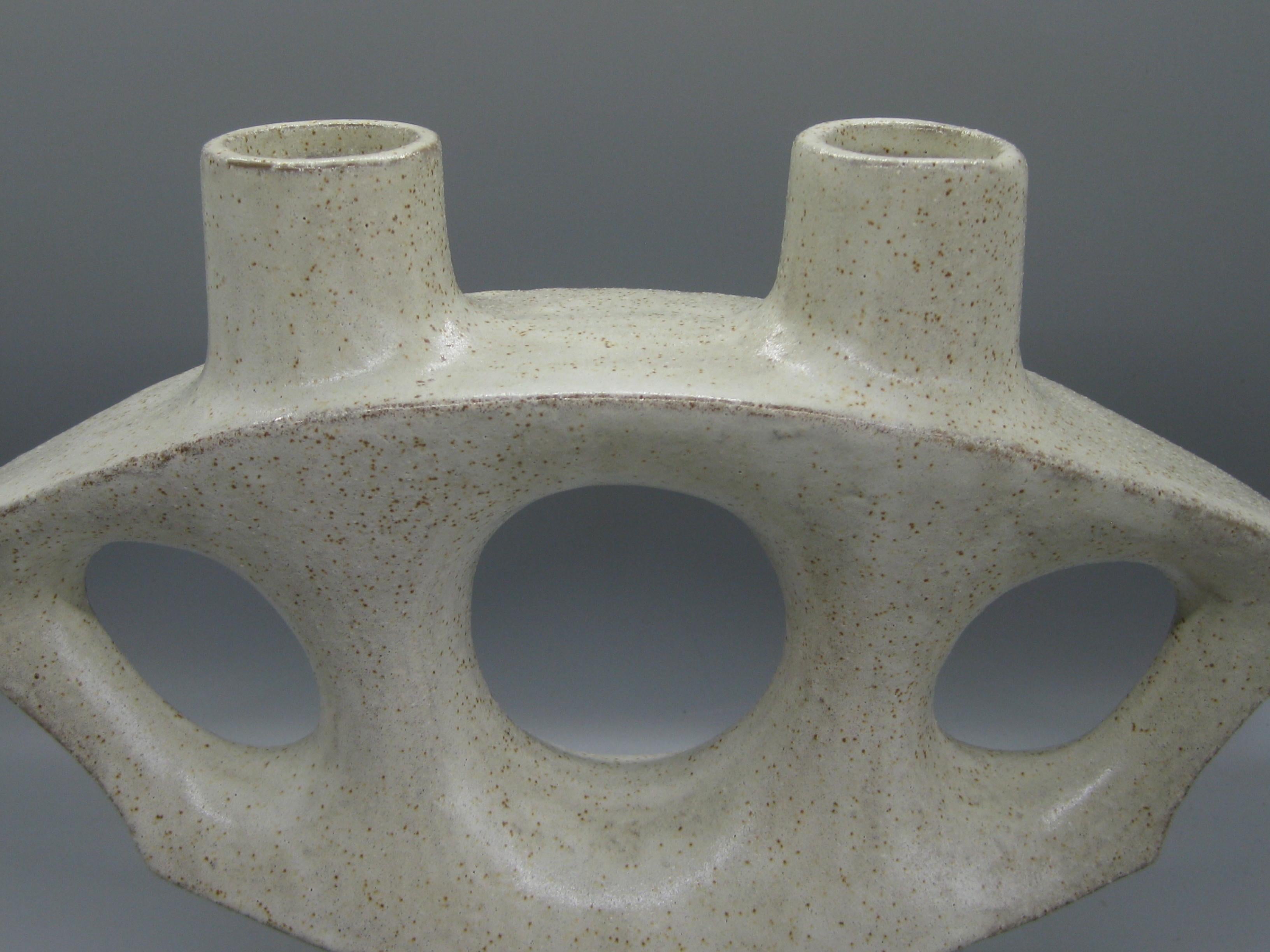 1960s Japanese Modernist Ikebana Ceramic Pottery Freeform Abstract Vase Vessel 3