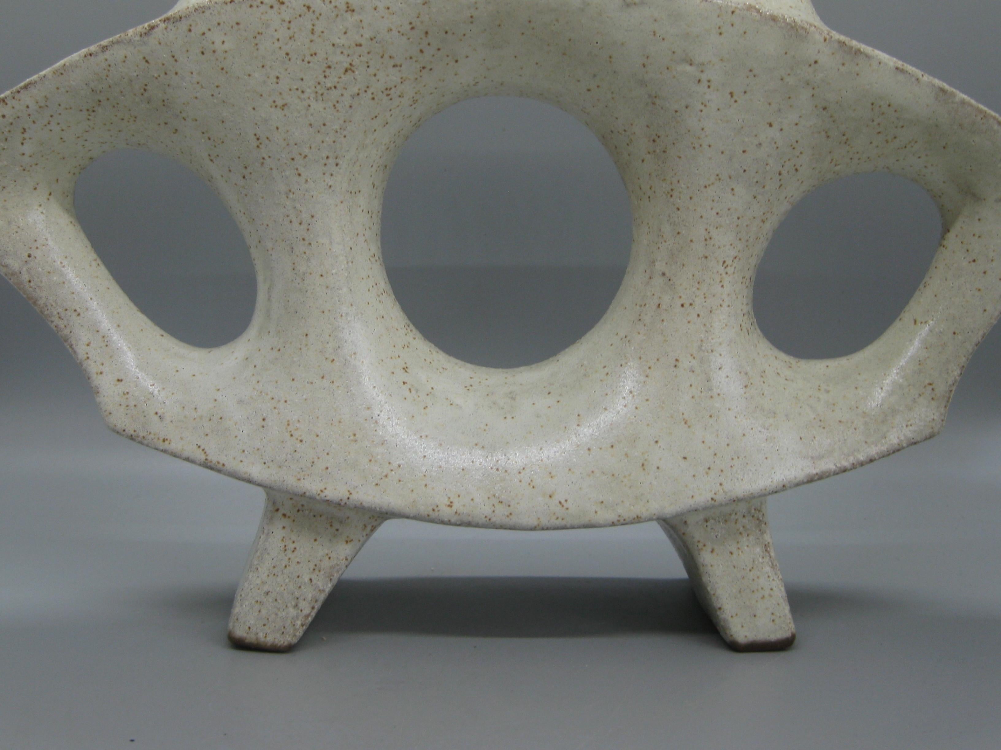 1960s Japanese Modernist Ikebana Ceramic Pottery Freeform Abstract Vase Vessel 4