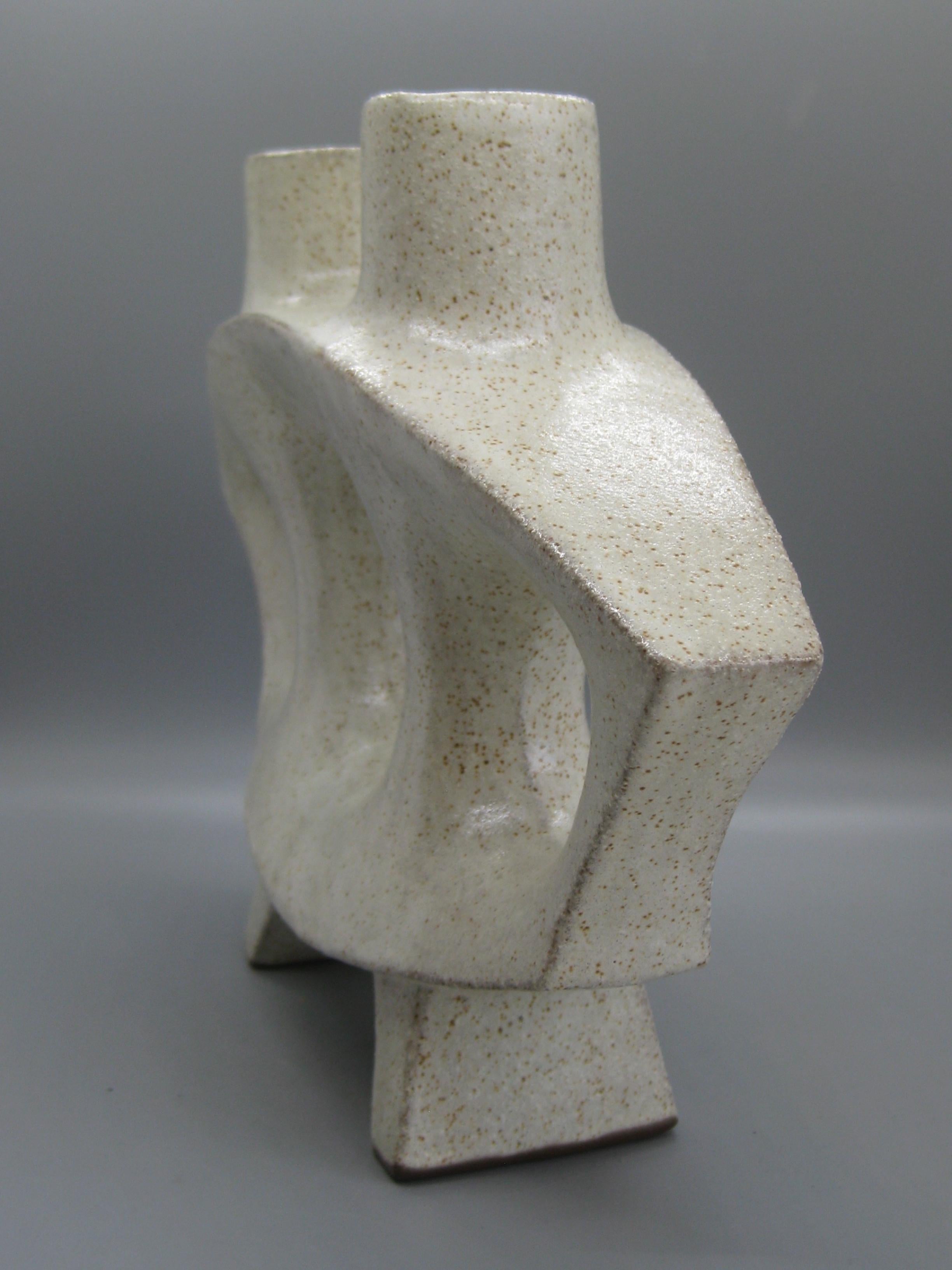 1960s Japanese Modernist Ikebana Ceramic Pottery Freeform Abstract Vase Vessel 5