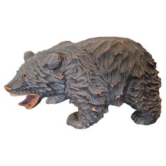 1960s Japanese Signed Ainu Hokkaido Wooden Bear Carving Sculpture