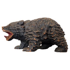 1960s Japanese Signed Ainu Hokkaido Wooden Bear Carving Sculpture