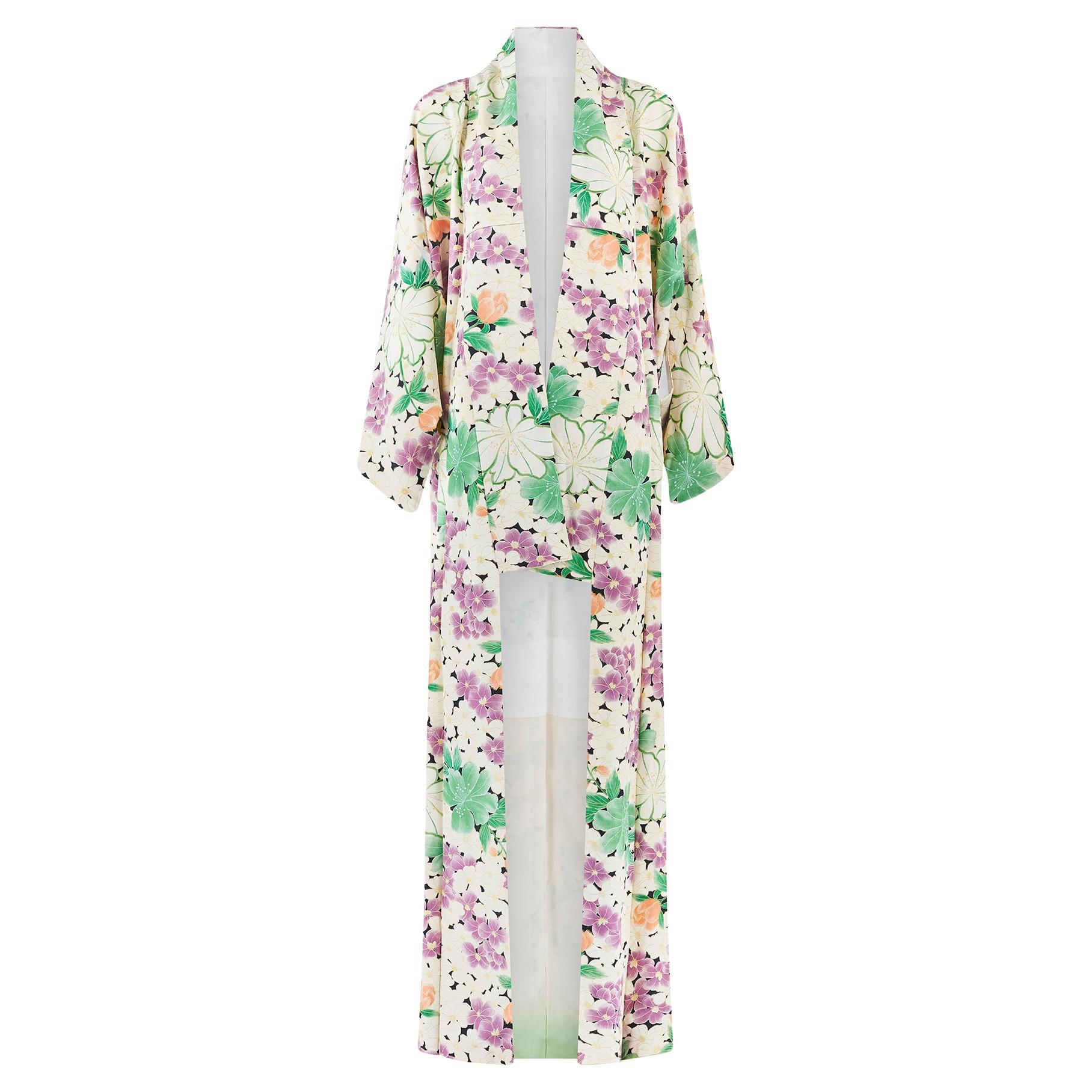 1960s Japanese Silk Screen Printed Tomesode Kimono For Sale