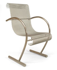 1960s Japanese "Sing Sing" Steel Mesh Armchair by Shiro Kuramata