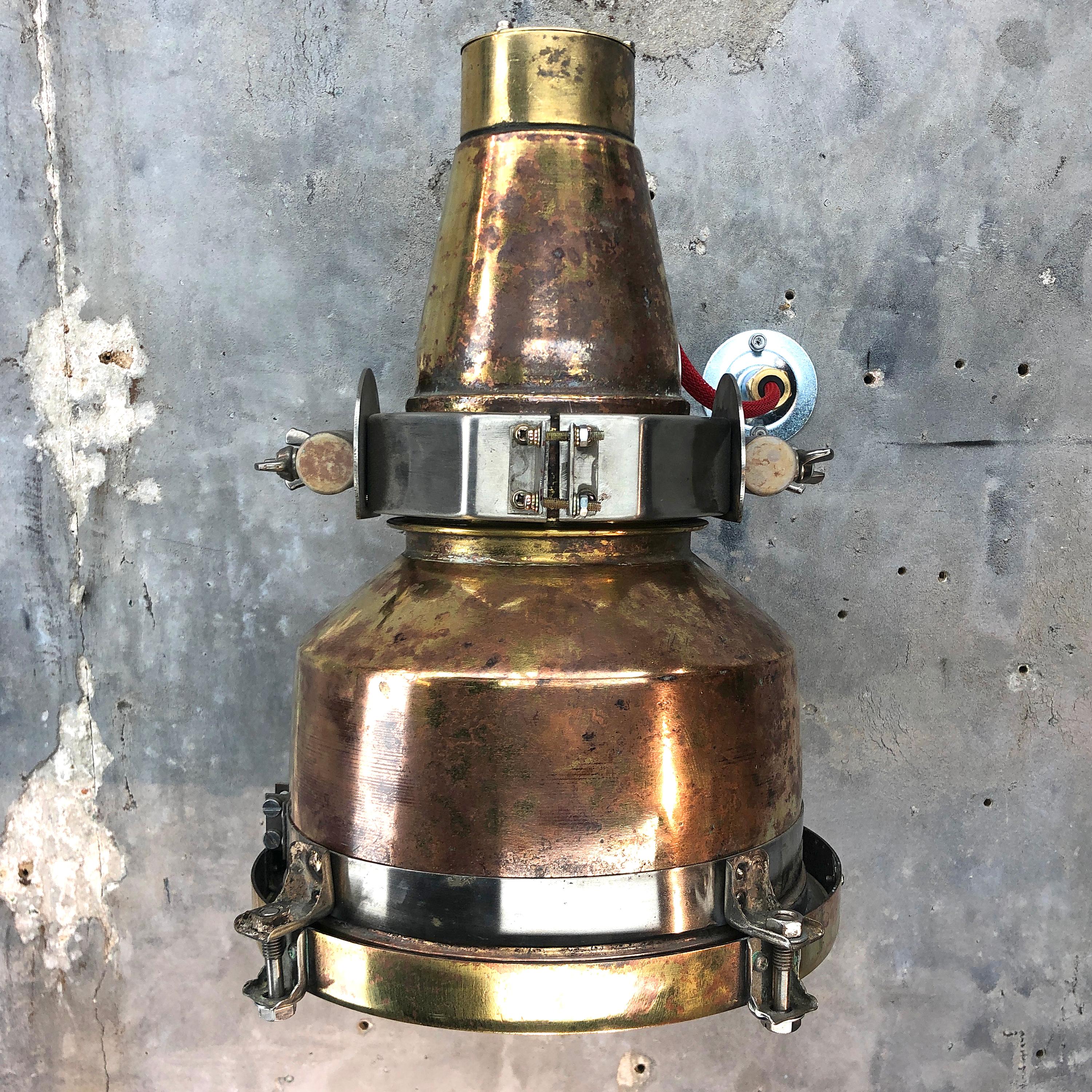 1960s Japanese Spun Brass and Aluminum Architectural Wall Washer Uplighter For Sale 2