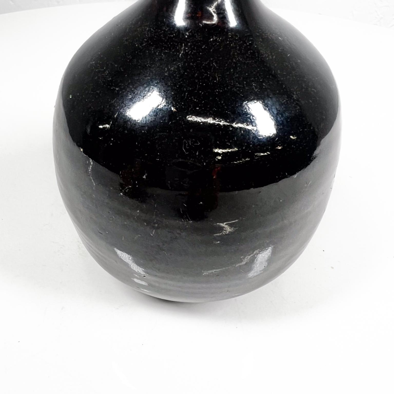 1960s Japanese Weed Pot Vase Dark Brown Glaze For Sale 2