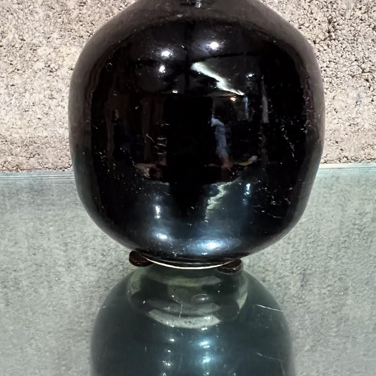 1960s Japanese Weed Pot Vase Dark Brown Glaze For Sale 1