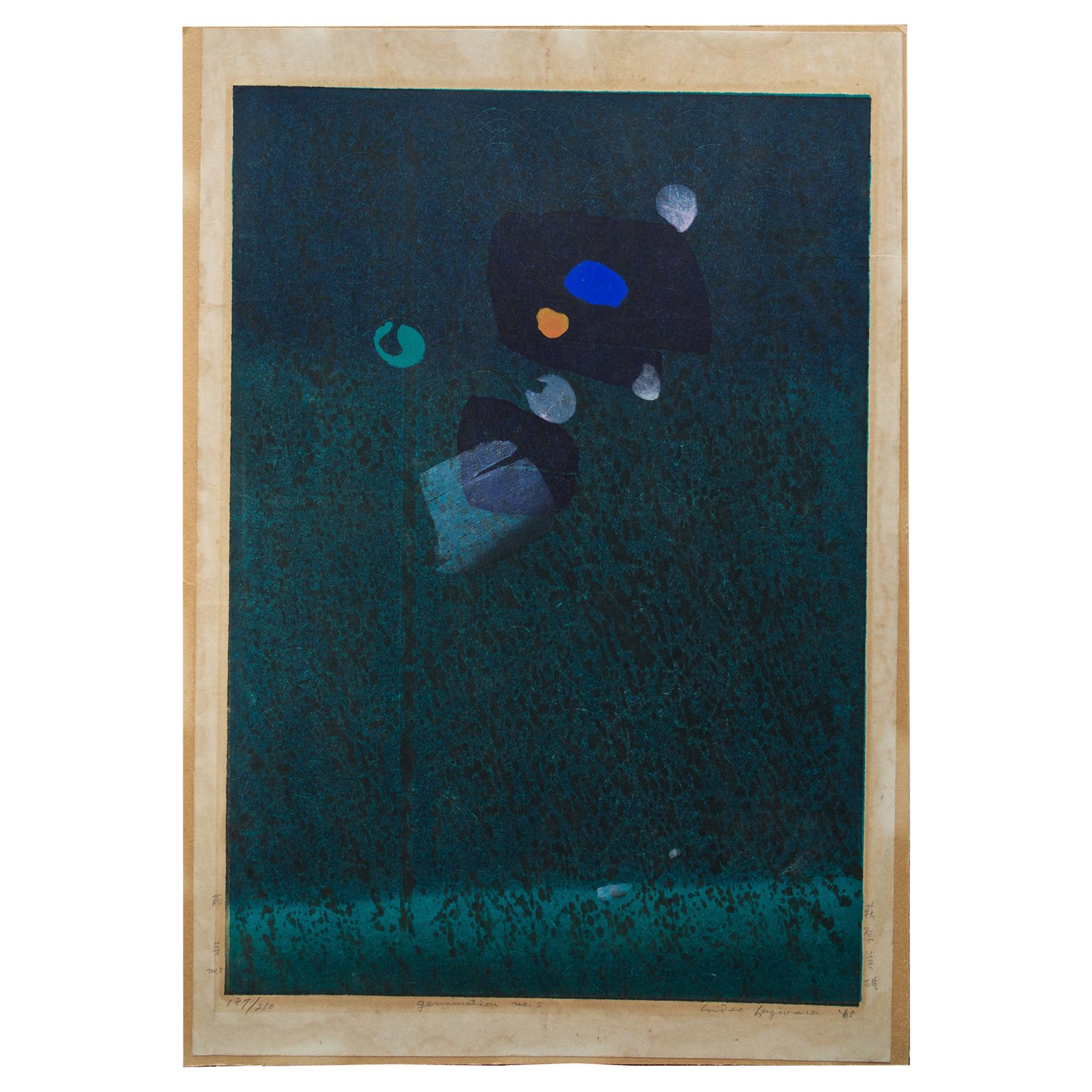 1960s Japanese Woodblock Abstract Hideo Hagiwara Germination Nº 5 1965 187/210