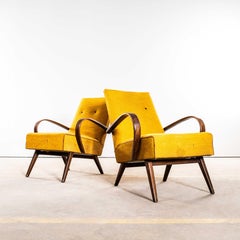 Fauteuils originaux Jaroslav Šmídek des années 1960 en vannerie de tournesol avec ressorts