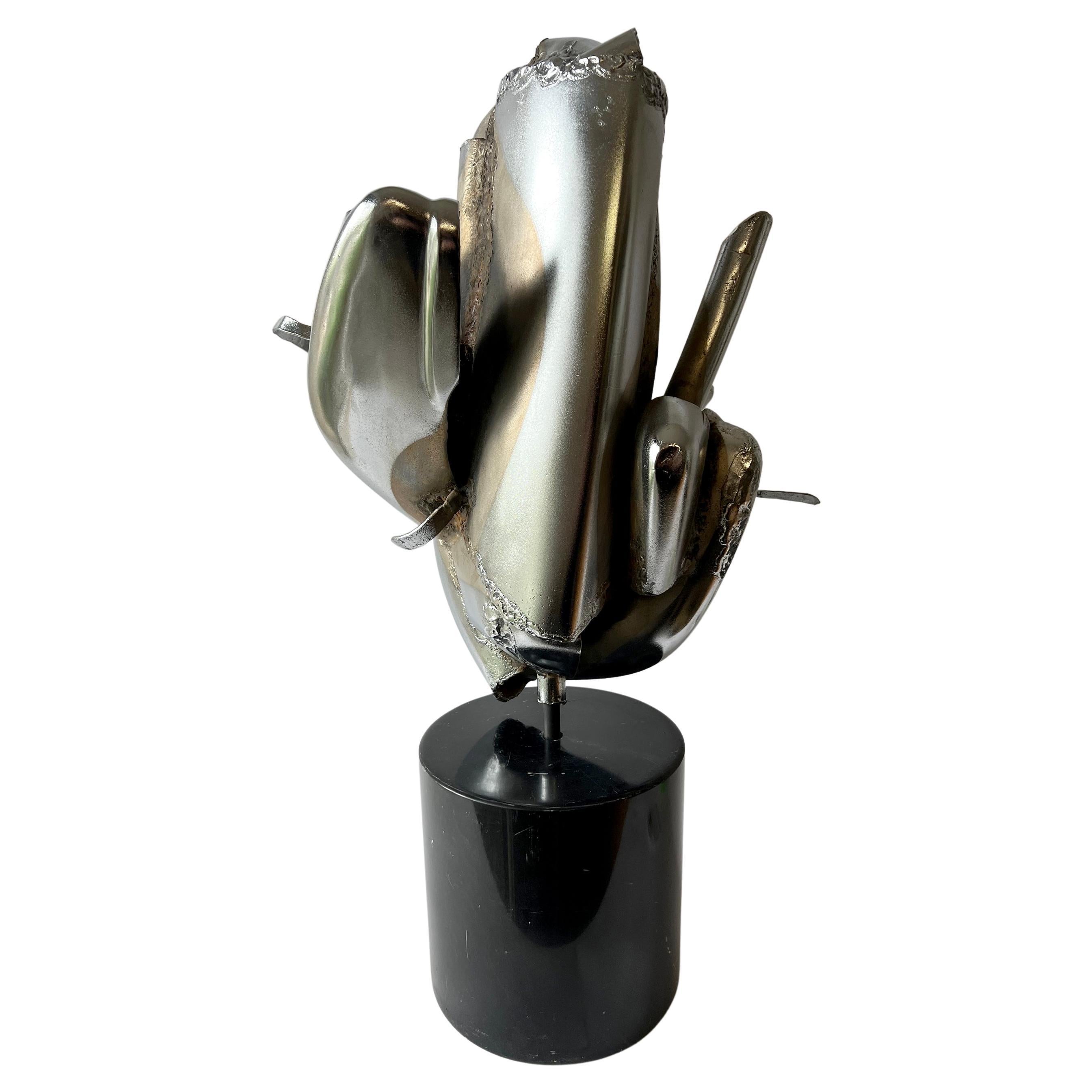 1960s Jason Seley Welded Chrome Automobile Bumper Abstract Sculpture  In Good Condition For Sale In Palm Springs, CA