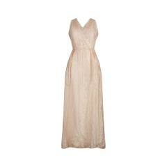 1960er Jahre Jean Allen Gold und Creme Lurex Maxikleid
