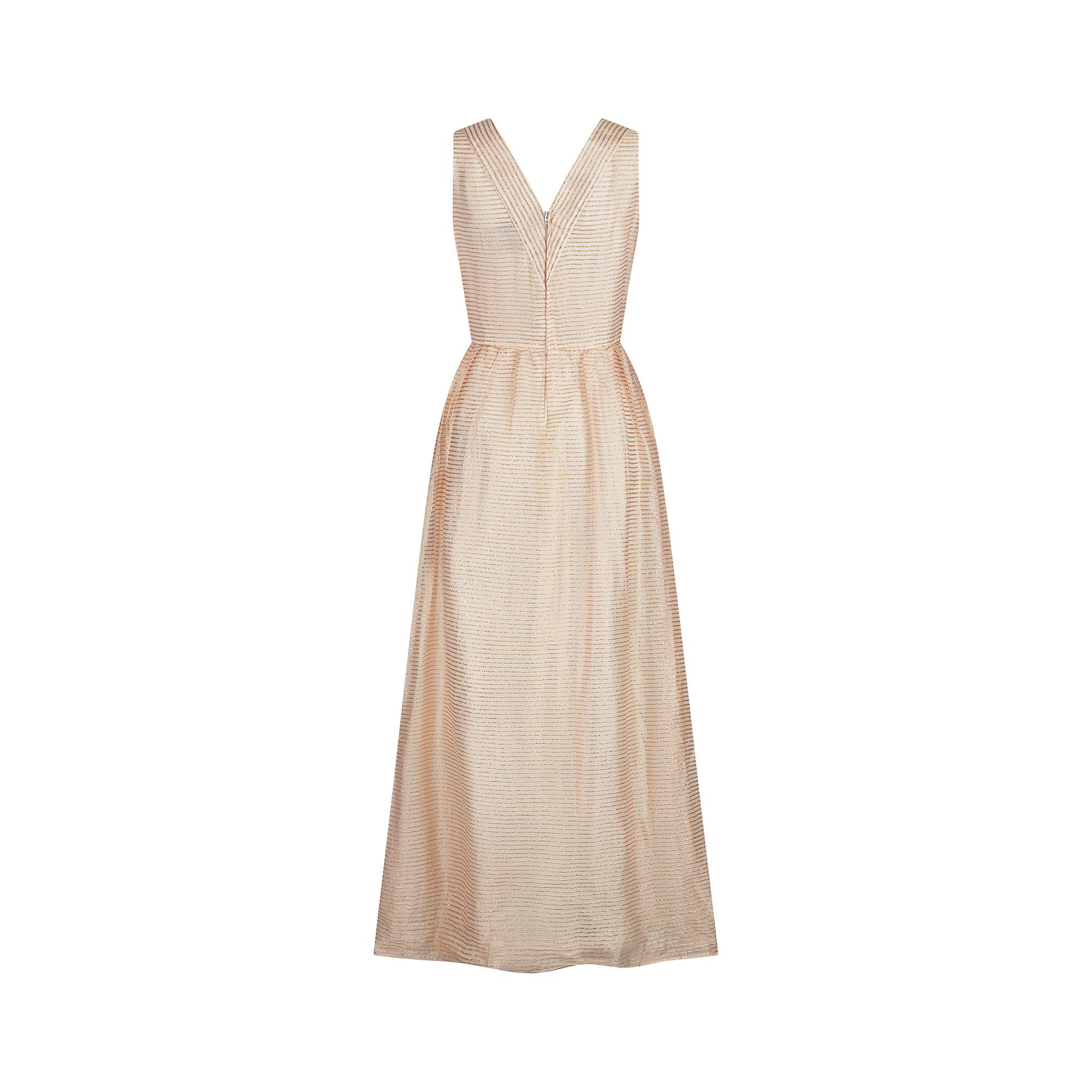 Women's 1960s Jean Allen Gold and Cream Lurex Maxi Dress For Sale