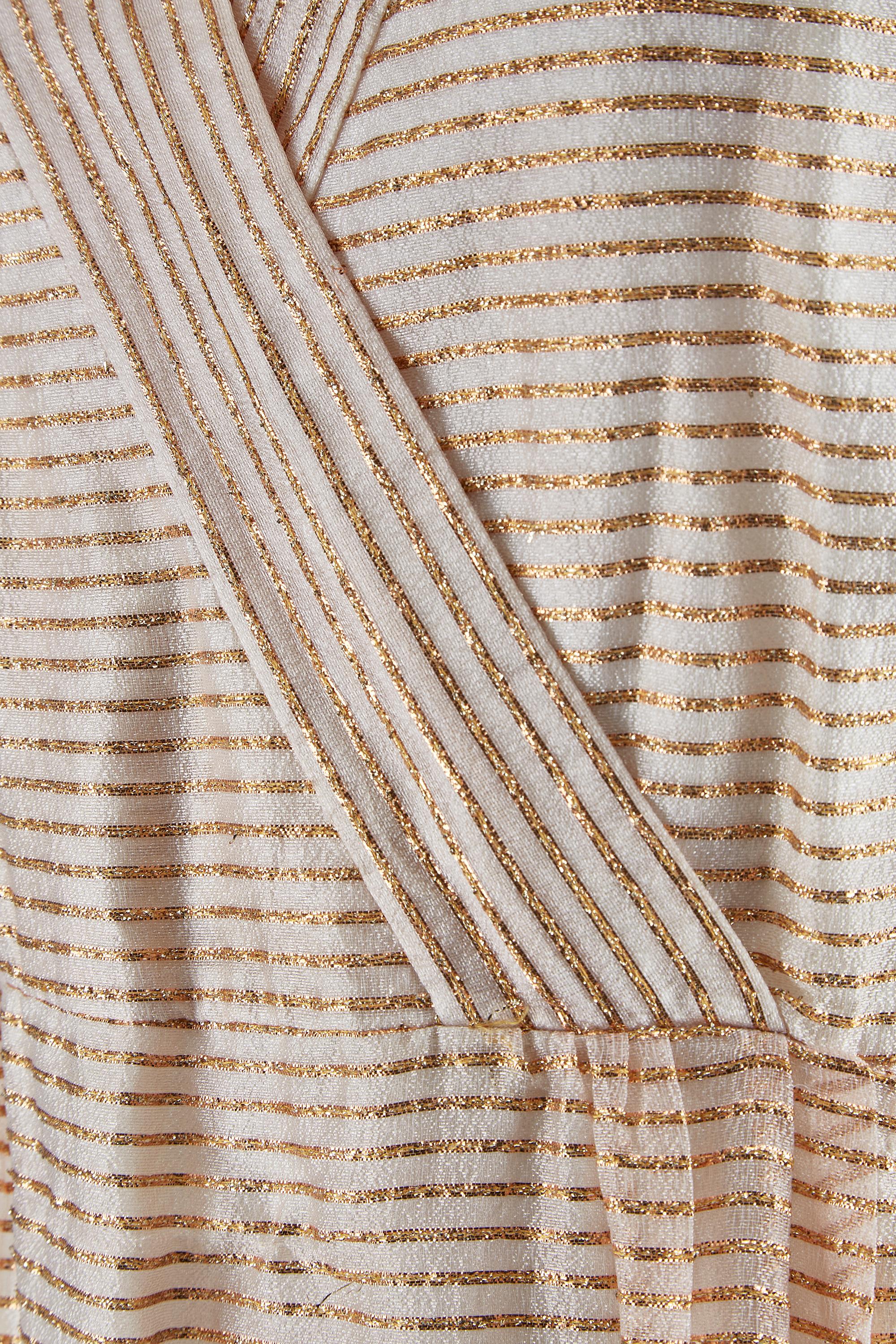 1960s Jean Allen Gold and Cream Lurex Maxi Dress For Sale 1