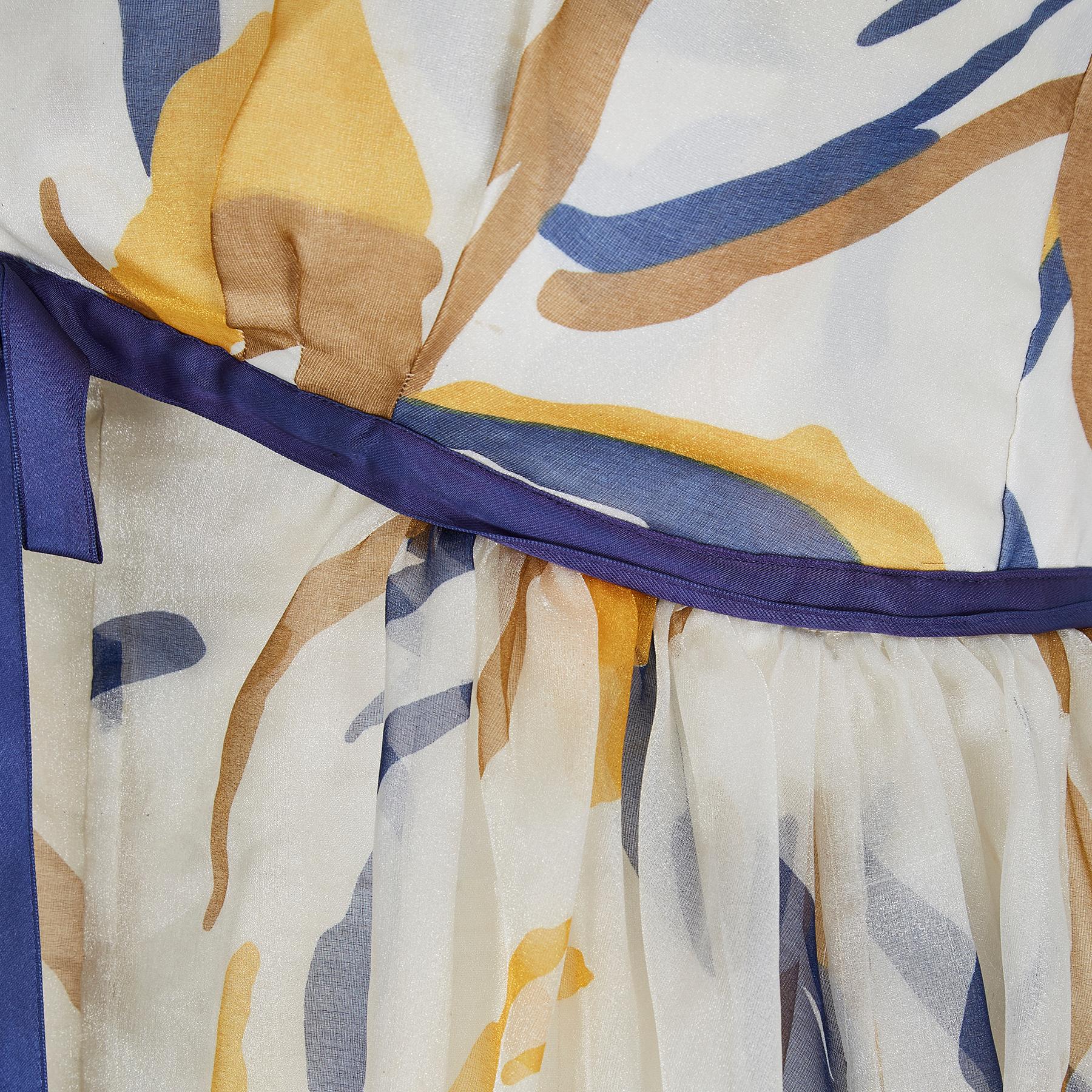 1960er Jean Allen Organza Abstraktes Maxi Print Kleid Damen im Angebot
