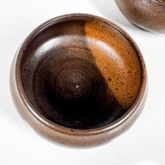 1960s Jean Balmer Studio Art Pottery Modern Two-tone Speckled Bowls