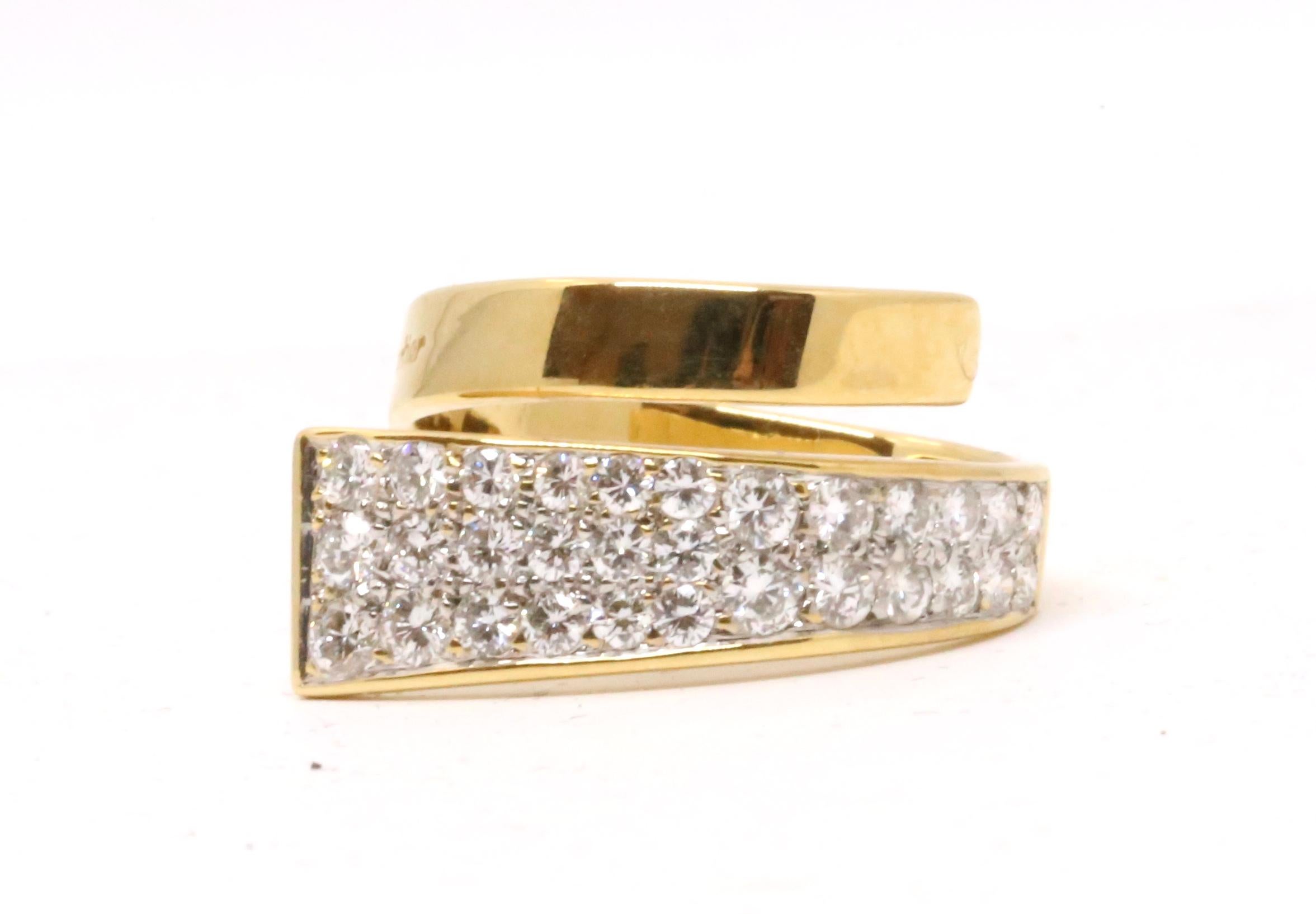 Taille brillant Jean Dinh Van pour Cartier, bague moderniste en or 18 carats avec diamants, années 1960 en vente