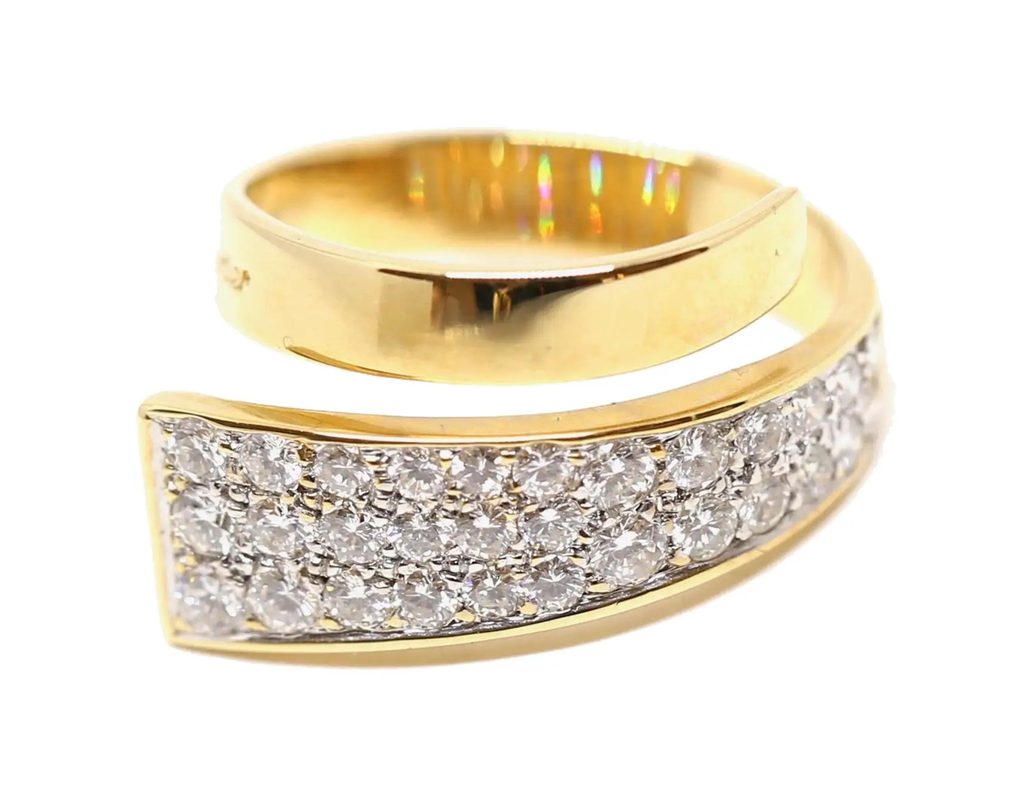 Brilliant Cut 1960s Jean Dinh Van for Cartier 18k Modernist Ring with Diamonds For Sale